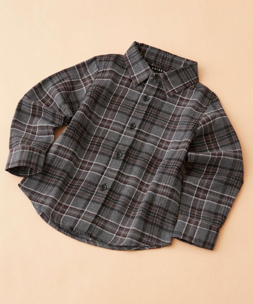 SHISKY(シスキー)の「SHISKY / シスキー チェック ネルシャツ 長袖 キッズ(シャツ/ブラウス・キッズ・レッド系その他/ベージュ系その他/ブラウン系その他/ブルー系その他/グリーン系その他/グレー系その他/レッド系その他2/グレー系その他2・110/120/130/140/150/160)」の3枚目の写真