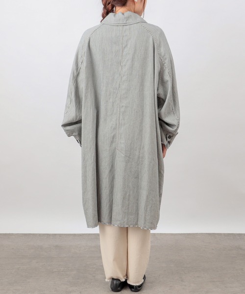 PUAL CE CIN（ピュアルセシン）の「綿ヘンプヒッコリーコート（その他アウター・レディース・オフホワイト/チャコールグレー/ベージュ・FREE）」の10枚目の写真
