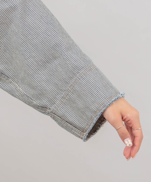 PUAL CE CIN（ピュアルセシン）の「綿ヘンプヒッコリーコート（その他アウター・レディース・オフホワイト/チャコールグレー/ベージュ・FREE）」の12枚目の写真