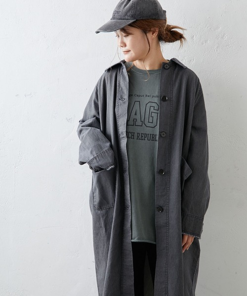 PUAL CE CIN（ピュアルセシン）の「綿ヘンプヒッコリーコート（その他アウター・レディース・オフホワイト/チャコールグレー/ベージュ・FREE）」の21枚目の写真