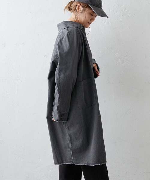 PUAL CE CIN（ピュアルセシン）の「綿ヘンプヒッコリーコート（その他アウター・レディース・オフホワイト/チャコールグレー/ベージュ・FREE）」の19枚目の写真