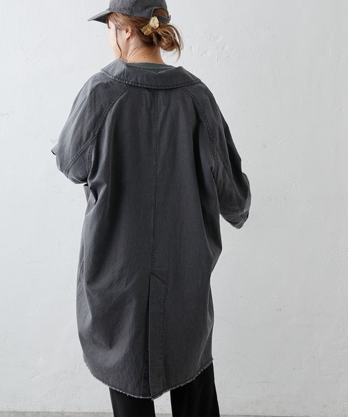 PUAL CE CIN（ピュアルセシン）の「綿ヘンプヒッコリーコート（その他アウター・レディース・オフホワイト/チャコールグレー/ベージュ・FREE）」の18枚目の写真
