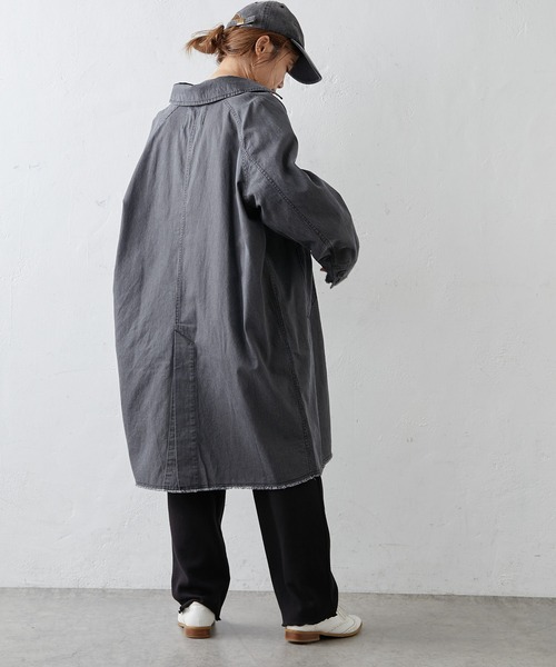 PUAL CE CIN（ピュアルセシン）の「綿ヘンプヒッコリーコート（その他アウター・レディース・オフホワイト/チャコールグレー/ベージュ・FREE）」の16枚目の写真