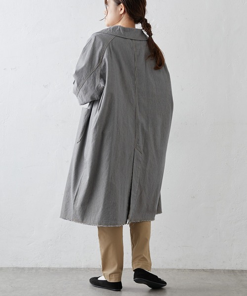 PUAL CE CIN（ピュアルセシン）の「綿ヘンプヒッコリーコート（その他アウター・レディース・オフホワイト/チャコールグレー/ベージュ・FREE）」の22枚目の写真