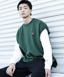 Mark Gonzales / マークゴンザレス 別注 コラボ オーバーサイズ ニットベスト & ロンT アンサンブル