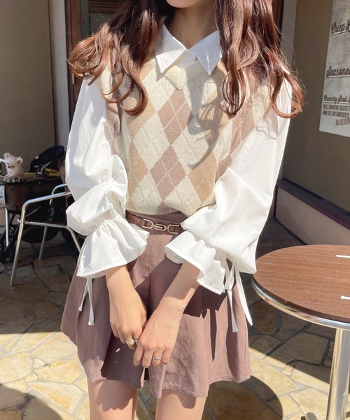 apres jour(アプレジュール)の「アーガイルベスト【ZOZOTOWN限定アイテム】(ベスト・レディース・その他/アイボリー/モカ・X-LARGE/フリー)」の7枚目の写真