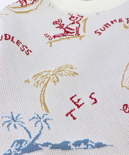The Endless Summer（エンドレスサマー）の「TES HAWAII TRIP JQ LOOSE FIT CREWNECK KNIT / クルーネックニット（ニット/セーター・メンズ・オフホワイト/ブラック/ブラウン・X-LARGE/MEDIUM/LARGE/SMALL）」の16枚目の写真