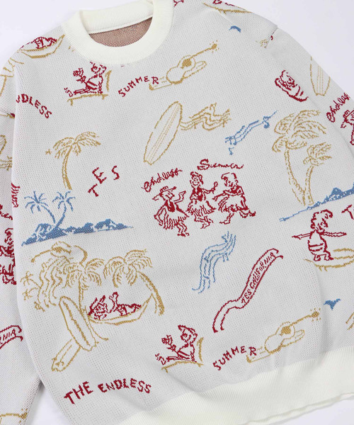 The Endless Summer（エンドレスサマー）の「TES HAWAII TRIP JQ LOOSE FIT CREWNECK KNIT / クルーネックニット（ニット/セーター・メンズ・オフホワイト/ブラック/ブラウン・X-LARGE/MEDIUM/LARGE/SMALL）」の22枚目の写真