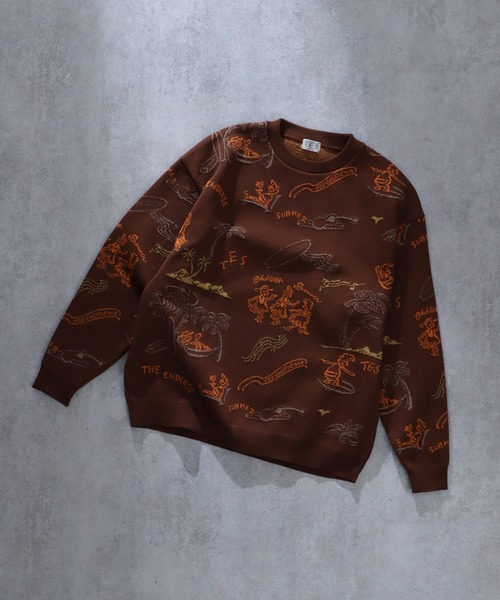 The Endless Summer（エンドレスサマー）の「TES HAWAII TRIP JQ LOOSE FIT CREWNECK KNIT / クルーネックニット（ニット/セーター・メンズ・オフホワイト/ブラック/ブラウン・X-LARGE/MEDIUM/LARGE/SMALL）」の9枚目の写真