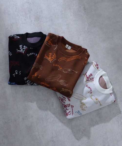 The Endless Summer（エンドレスサマー）の「TES HAWAII TRIP JQ LOOSE FIT CREWNECK KNIT / クルーネックニット（ニット/セーター・メンズ・オフホワイト/ブラック/ブラウン・X-LARGE/MEDIUM/LARGE/SMALL）」の12枚目の写真