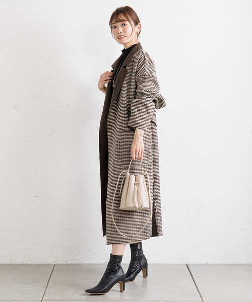 prose verse（プロズヴェール）の「チェックサイドスリットロングコート（チェスターコート・レディース・ブラウン/ブラック・MEDIUM/LARGE）」の9枚目の写真