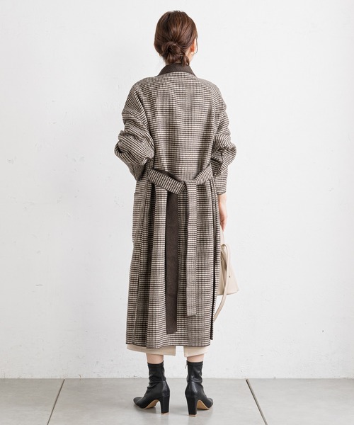 prose verse（プロズヴェール）の「チェックサイドスリットロングコート（チェスターコート・レディース・ブラウン/ブラック・MEDIUM/LARGE）」の10枚目の写真