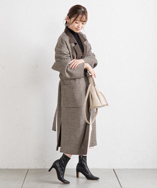 prose verse（プロズヴェール）の「チェックサイドスリットロングコート（チェスターコート・レディース・ブラウン/ブラック・MEDIUM/LARGE）」の11枚目の写真