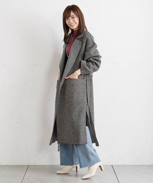 prose verse（プロズヴェール）の「チェックサイドスリットロングコート（チェスターコート・レディース・ブラウン/ブラック・MEDIUM/LARGE）」の12枚目の写真