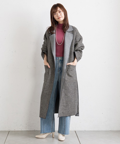 prose verse（プロズヴェール）の「チェックサイドスリットロングコート（チェスターコート・レディース・ブラウン/ブラック・MEDIUM/LARGE）」の13枚目の写真