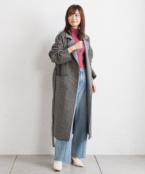 prose verse（プロズヴェール）の「チェックサイドスリットロングコート（チェスターコート・レディース・ブラウン/ブラック・MEDIUM/LARGE）」の14枚目の写真