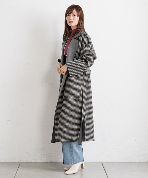 prose verse（プロズヴェール）の「チェックサイドスリットロングコート（チェスターコート・レディース・ブラウン/ブラック・MEDIUM/LARGE）」の15枚目の写真