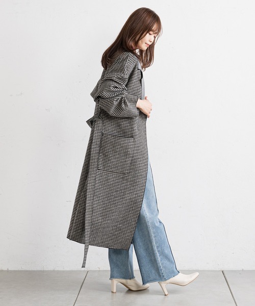 prose verse（プロズヴェール）の「チェックサイドスリットロングコート（チェスターコート・レディース・ブラウン/ブラック・MEDIUM/LARGE）」の17枚目の写真
