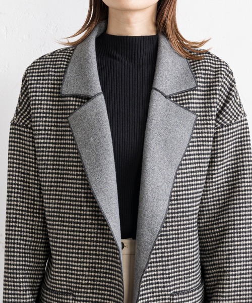 prose verse（プロズヴェール）の「チェックサイドスリットロングコート（チェスターコート・レディース・ブラウン/ブラック・MEDIUM/LARGE）」の22枚目の写真