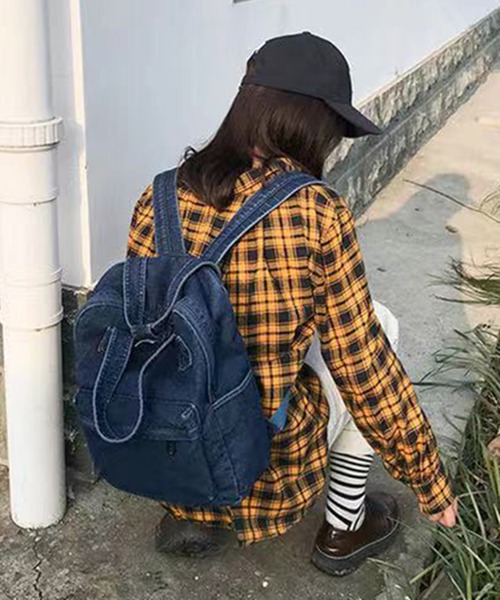 STYLEBLOCK（スタイルブロック）の「デニム素材リュックサック（バックパック/リュック・レディース・ダークブルー・FREE）」の7枚目の写真