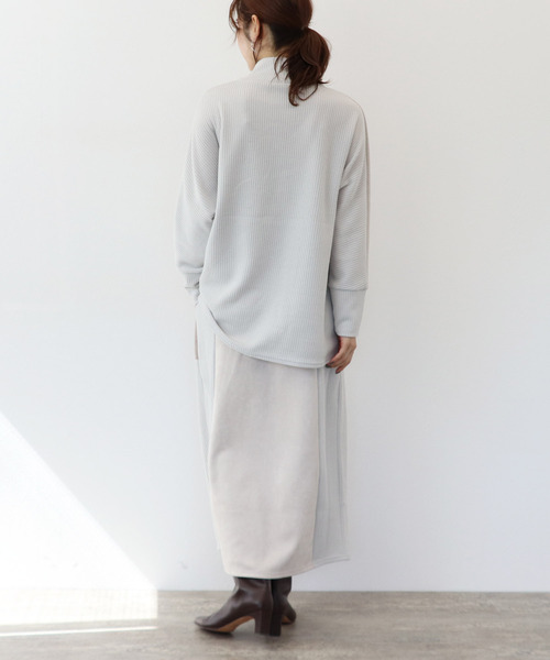 Three Four Time（ｽﾘｰﾌｫｰﾀｲﾑ）の「スエードリブ切替タートルネックチュニック（その他トップス・レディース・ブラウン/ベージュ・FREE）」の7枚目の写真