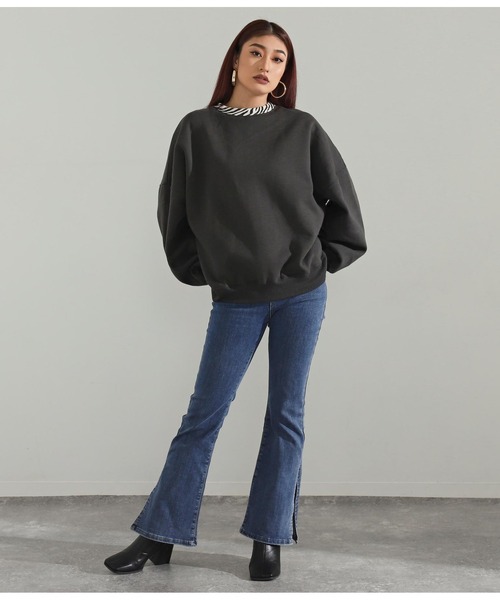 LATINA（ラティーナ）の「ハイウエスト超ストレッチサイドスリットフレアデニムパンツ（デニムパンツ・レディース・ブルー/ブラック・L/XL/M/S）」の3枚目の写真