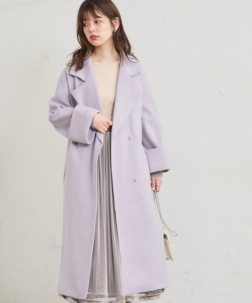 natural couture(ナチュラルクチュール)の「着流しテーラードコート(チェスターコート・レディース・ブラウン/ピンク/ベージュ/ラベンダー/ライトベージュ・FREE)」の21枚目の写真