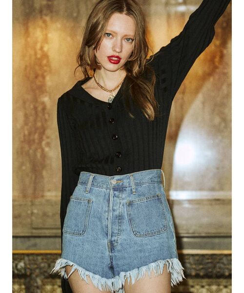 jouetie（ジュエティ）の「ブラウスリブニット（ニット/セーター・レディース・ブラック/パープル/ピンク・MEDIUM）」の7枚目の写真