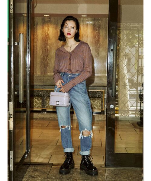 jouetie（ジュエティ）の「ブラウスリブニット（ニット/セーター・レディース・ブラック/パープル/ピンク・MEDIUM）」の20枚目の写真