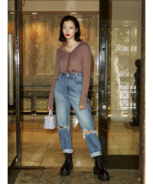 jouetie（ジュエティ）の「ブラウスリブニット（ニット/セーター・レディース・ブラック/パープル/ピンク・MEDIUM）」の8枚目の写真