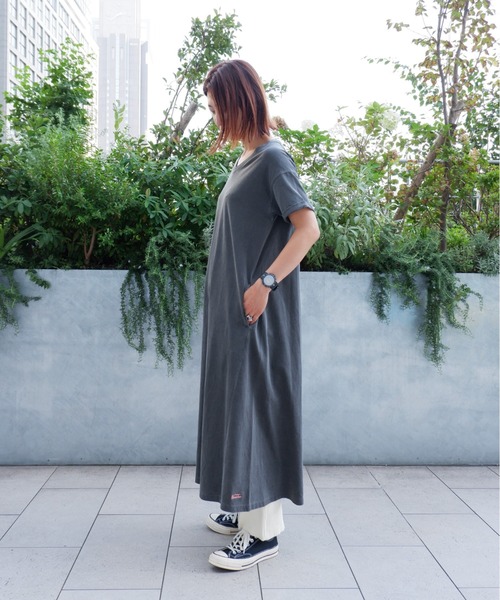 MANASTASH(マナスタッシュ)の「MANASTASH/マナスタッシュ W's PIGMENT FLARE DRESS ウィメンズ ピグメントフレアワンピース(ワンピース・レディース・ブラック/ベージュ/グリーン・MEDIUM)」の8枚目の写真