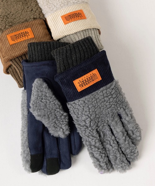 UNIVERSAL OVERALL（ユニバーサルオーバーオール）の「【79】【UNIVERSAL OVERALL/ユニバーサルオーバーオール】ブランドロゴ ボア切替えグローブ/ スマートフォン対応/手袋/防寒（手袋・メンズ・ブラウン/アイボリー/ブラック/グレー/アイボリー系/ブラウン系/グレー系1/グレー系/ブラック系・FREE）」の6枚目の写真