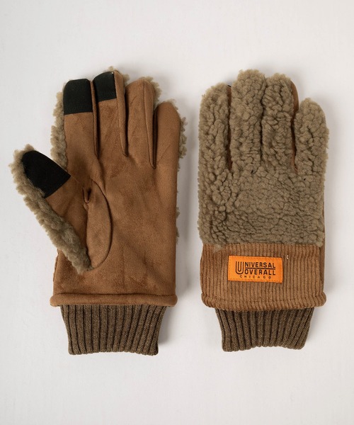 UNIVERSAL OVERALL（ユニバーサルオーバーオール）の「【79】【UNIVERSAL OVERALL/ユニバーサルオーバーオール】ブランドロゴ ボア切替えグローブ/ スマートフォン対応/手袋/防寒（手袋・メンズ・ブラウン/アイボリー/ブラック/グレー/アイボリー系/ブラウン系/グレー系1/グレー系/ブラック系・FREE）」の13枚目の写真