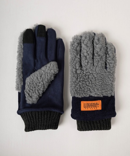 UNIVERSAL OVERALL（ユニバーサルオーバーオール）の「【79】【UNIVERSAL OVERALL/ユニバーサルオーバーオール】ブランドロゴ ボア切替えグローブ/ スマートフォン対応/手袋/防寒（手袋・メンズ・ブラウン/アイボリー/ブラック/グレー/アイボリー系/ブラウン系/グレー系1/グレー系/ブラック系・FREE）」の12枚目の写真