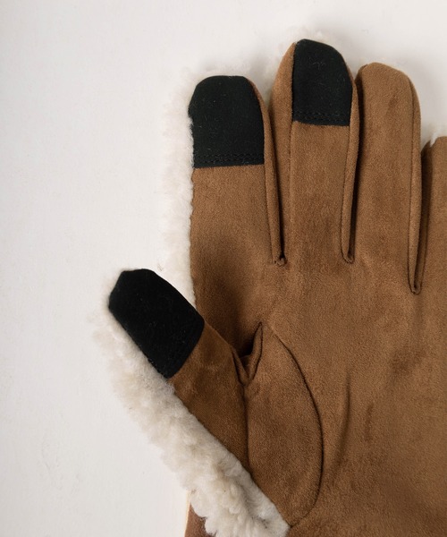 UNIVERSAL OVERALL（ユニバーサルオーバーオール）の「【79】【UNIVERSAL OVERALL/ユニバーサルオーバーオール】ブランドロゴ ボア切替えグローブ/ スマートフォン対応/手袋/防寒（手袋・メンズ・ブラウン/アイボリー/ブラック/グレー/アイボリー系/ブラウン系/グレー系1/グレー系/ブラック系・FREE）」の15枚目の写真