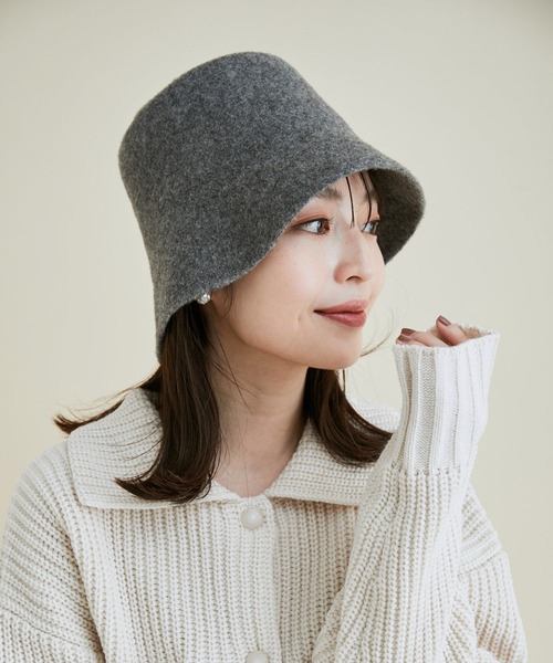 VIS(ビス)の「【UVケア】ウールバケットハット(ハット・レディース・チャコールグレー/ブラック/ブラウン系その他3・FREE)」の1枚目の写真