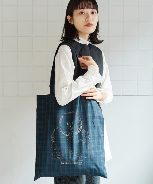 bulle de savon（ビュルデサボン）の「≪WEB限定≫ lovely bear トートバッグ（エコバッグ/サブバッグ・レディース・チェック・FREE）」の4枚目の写真