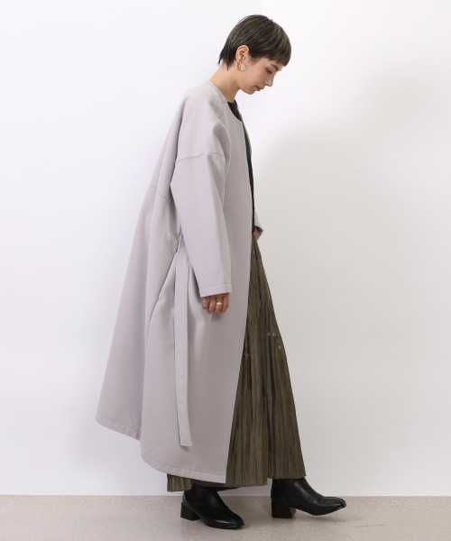 SELECT LEVERY(セレクトリベリー)の「(nod)メルトンノーカラーコート(ダウンジャケット/コート・レディース・ライトグレー/カーキ/ダークグレー/キャメル・SMALL/MEDIUM/LARGE)」の9枚目の写真