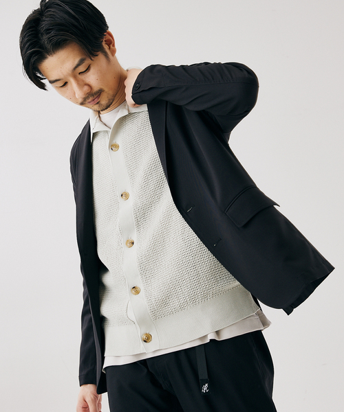 417 EDIFICE（フォーワンセブンエディフィス）の「【Reflax】 ウェザーストレッチジャケット【セットアップ着用可能】（テーラードジャケット・メンズ・キナリ/ブラック/カーキ/ネイビー・SMALL/MEDIUM/LARGE）」の3枚目の写真