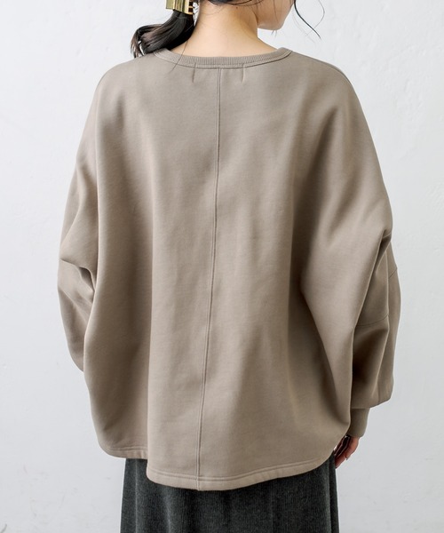 PUAL CE CIN（ピュアルセシン）の「裏起毛袖ボリュームBIGプルオーバー（スウェット・レディース・チャコールグレー/ベージュ/グレイッシュベージュ・FREE）」の18枚目の写真