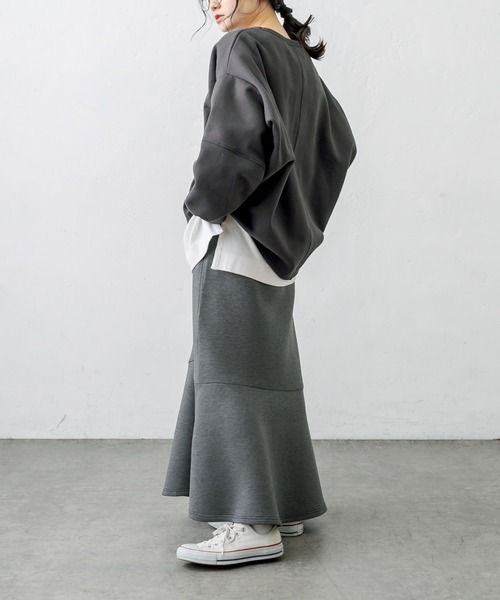 PUAL CE CIN（ピュアルセシン）の「裏起毛袖ボリュームBIGプルオーバー（スウェット・レディース・チャコールグレー/ベージュ/グレイッシュベージュ・FREE）」の15枚目の写真