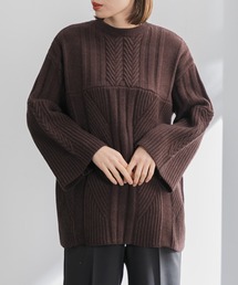 ケーブルミックスニット