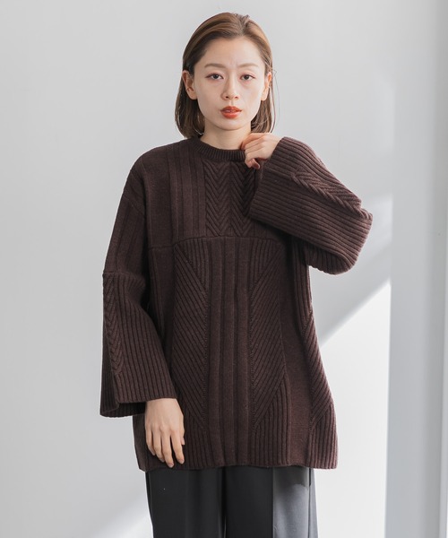 AMERICAN RAG CIE（アメリカンラグシー）の「ケーブルミックスニット（ニット/セーター・レディース・ライトグレー/ブラック/ブラウン・FREE）」の19枚目の写真