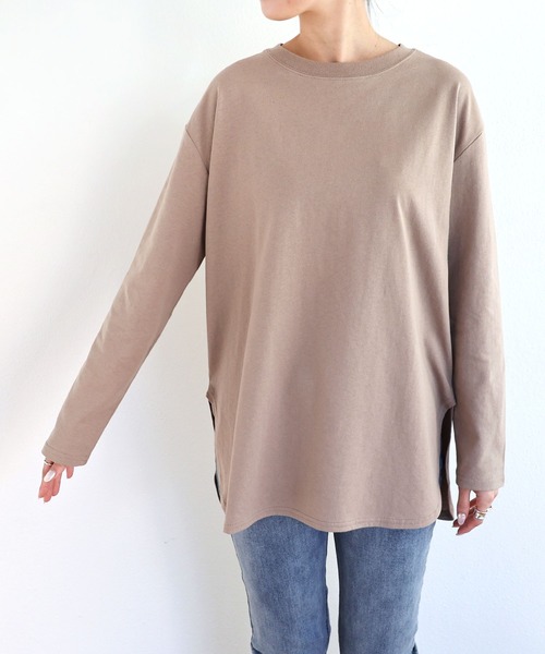 andme(アンドミー)の「USAコットン裏微起毛オーバーサイズ長袖Tシャツ(Tシャツ/カットソー・レディース・ブラック/ベージュ/オフホワイト/チャコールグレー/キナリ・M/S)」の14枚目の写真