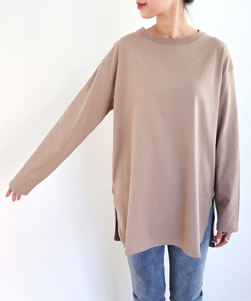 andme(アンドミー)の「USAコットン裏微起毛オーバーサイズ長袖Tシャツ(Tシャツ/カットソー・レディース・ブラック/ベージュ/オフホワイト/チャコールグレー/キナリ・M/S)」の17枚目の写真