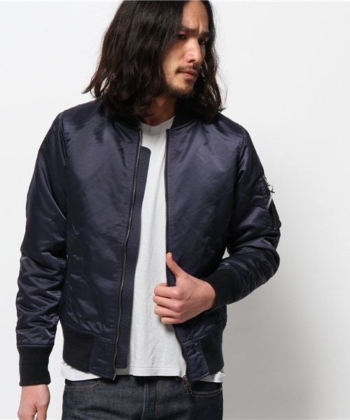 SHIPS JET BLUE（シップスジェットブルー）の「JB: ナイロン ツイルMA-1 ジャケット 15SS（ミリタリージャケット・メンズ・ネイビー/オリーブ・LARGE/MEDIUM/SMALL）」の8枚目の写真