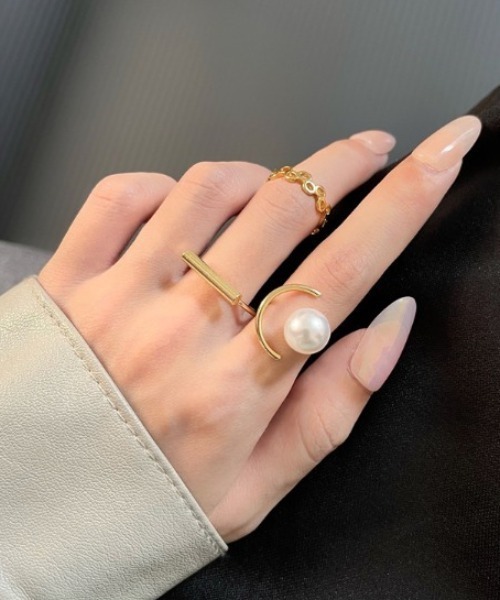 LAC-VERT（ラック・ヴェール）の「デザインパールリング3点セット（リング・レディース・シルバー/ゴールド・FREE）」の16枚目の写真