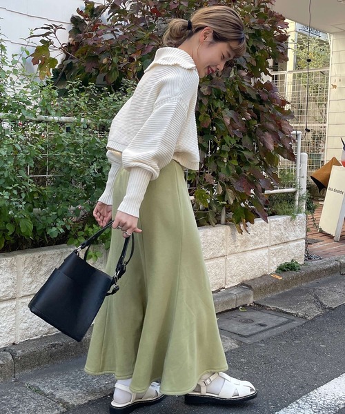 w closet（ダブルクローゼット）の「スタンドネックZIPカーディガン（カーディガン/ボレロ・レディース・オフホワイト/オレンジ/グリーン・FREE）」の21枚目の写真