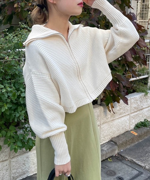 w closet（ダブルクローゼット）の「スタンドネックZIPカーディガン（カーディガン/ボレロ・レディース・オフホワイト/オレンジ/グリーン・FREE）」の20枚目の写真