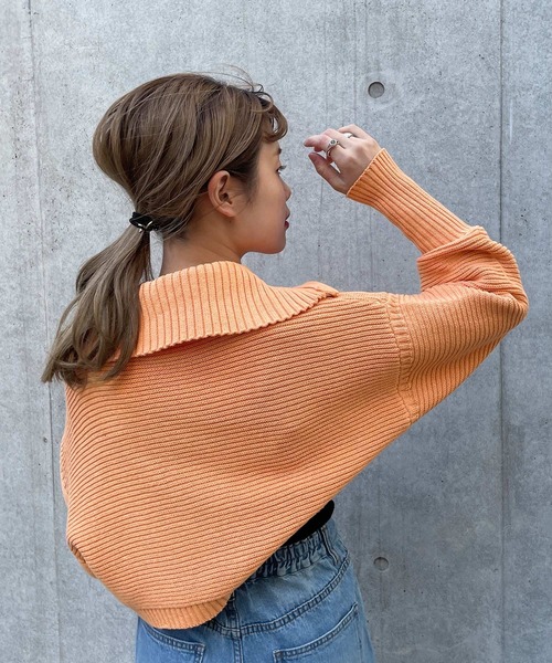 w closet（ダブルクローゼット）の「スタンドネックZIPカーディガン（カーディガン/ボレロ・レディース・オフホワイト/オレンジ/グリーン・FREE）」の13枚目の写真